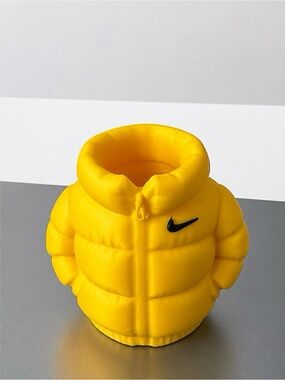 Nike Yellow Puffer Jacket pen and pencil holder with Black Swoosh